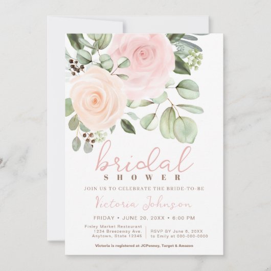 Vrijgezellenfeest Peach & Pink Pastel Roos Invitat Kaart (Voorkant)