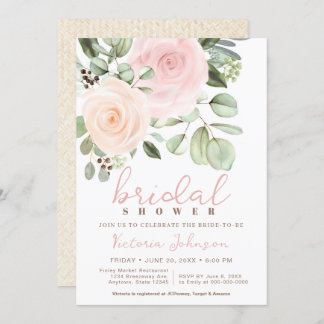 Vrijgezellenfeest Peach & Pink Pastel Roos Invitat Kaart