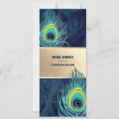 Vrijgezellenfeest Peacock Feather Navy Blue Turquo Kaart (Voorkant)