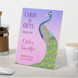 Vrijgezellenfeest Peacock geïnspireerd Roze Blauw Reclamebord Met Voetstuk