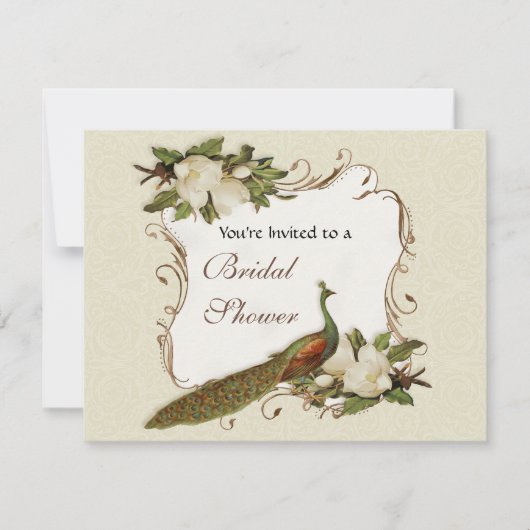 vrijgezellenfeest -  Peacock & Magnolia Swirl Kaart (Voorkant)