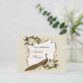 vrijgezellenfeest - Peacock & Magnolia Swirl Kaart (Staand voorkant)