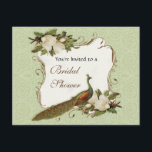 vrijgezellenfeest -  Peacock & Magnolia Swirl Kaart<br><div class="desc">Deze elegante en verfijnde Uitnodiging van de Bridal van de Shower nodigt het beste van traditie en de versheid van de hedendaagse uit. Het mengen van kunstelementen en het hedendaagse kunstwerk van de waterverf hand geschilderd door Audrey Jeanne Roberts geeft een prachtige en tijdloze kwaliteit aan deze uitnodiging. Een stately...</div>