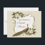 vrijgezellenfeest -  Peacock & Magnolia Swirl Kaart<br><div class="desc">Deze elegante en verfijnde Uitnodiging van de Bridal van de Shower nodigt het beste van traditie en de versheid van de hedendaagse uit. Het mengen van kunstelementen en het hedendaagse kunstwerk van de waterverf hand geschilderd door Audrey Jeanne Roberts geeft een prachtige en tijdloze kwaliteit aan deze uitnodiging. Een stately...</div>