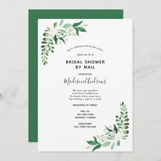 Vrijgezellenfeest per Mail Greenery uitnodiging (Voorkant / Achterkant)