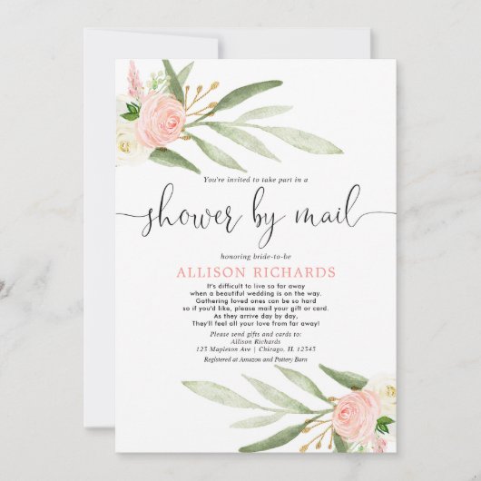 Vrijgezellenfeest per post blush roze groen goud kaart (Voorkant)