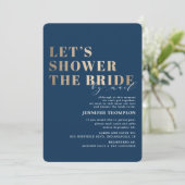 Vrijgezellenfeest per post Charcoal Navy & Gold Kaart (Staand voorkant)