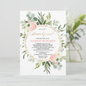 Vrijgezellenfeest per post roze goudgroen elegant kaart (Staand voorkant)