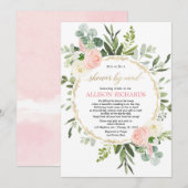 Vrijgezellenfeest per post roze goudgroen elegant kaart (Voorkant / Achterkant)