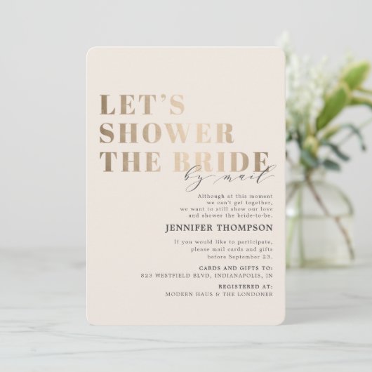 Vrijgezellenfeest per post Taupe & Gold Vrijgezell Kaart (Staand voorkant)