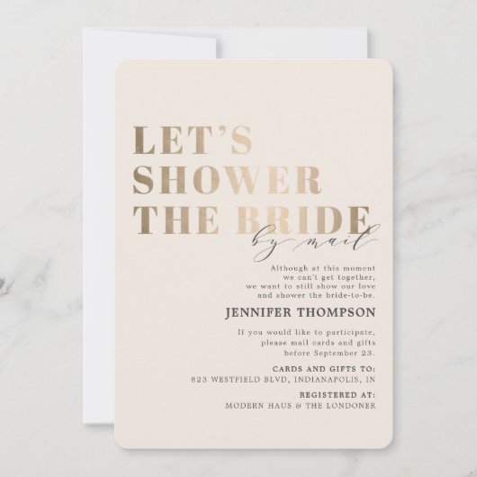 Vrijgezellenfeest per post Taupe & Gold Vrijgezell Kaart (Voorkant)