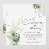 Vrijgezellenfeest per post uitnodiging groen & gou (Voorkant / Achterkant)