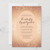 Vrijgezellenfeest -Perzik Blush en Gouden Bloemen Kaart (Voorkant)