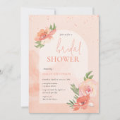 Vrijgezellenfeest Perzik Blush Waterverf Bloemenbo Kaart (Voorkant)