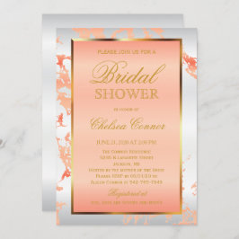 Vrijgezellenfeest - Perzik Marmer, Wit & Goud Kaart