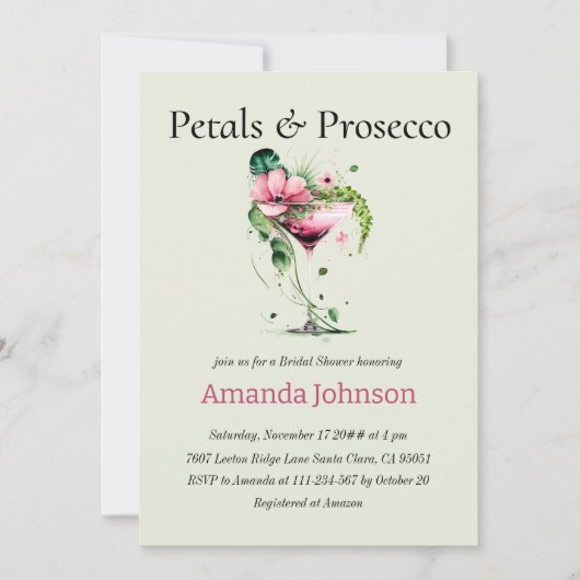 Vrijgezellenfeest Petals & Prosecco Greenery Flowe Kaart (Voorkant)