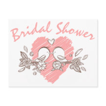 Vrijgezellenfeest Pink Heart Lovebirds Uitnodiging