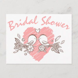 Vrijgezellenfeest Pink Heart Lovebirds Uitnodiging Briefkaart