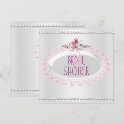 Vrijgezellenfeest Pink White Pearl Wedding Kaart (Voorkant / Achterkant)