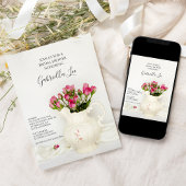 Vrijgezellenfeest  pitcher en roze rozen kaart