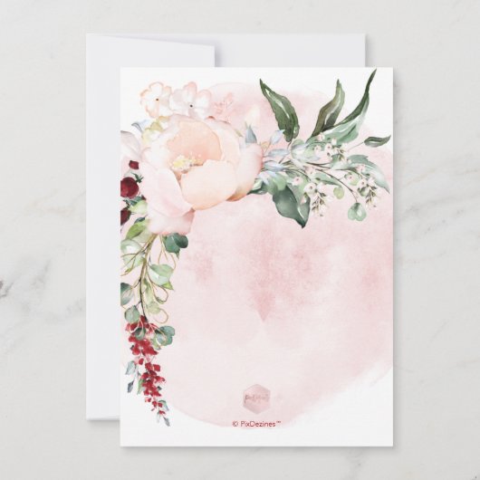 Vrijgezellenfeest PixDezines Blush Waterverf Flowe Kaart (Achterkant)