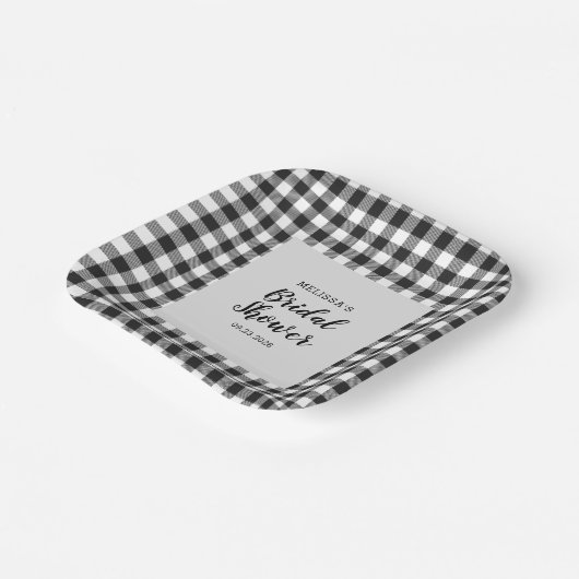 Vrijgezellenfeest Plays Black White Gingham Papieren Bordje (Gebogen)