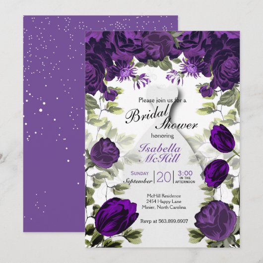 Vrijgezellenfeest - Plum Paarse botanische bloemen Kaart (Voorkant / Achterkant)