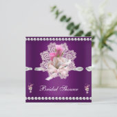 Vrijgezellenfeest Plum Pink Flowers Weddenschap Kaart (Staand voorkant)