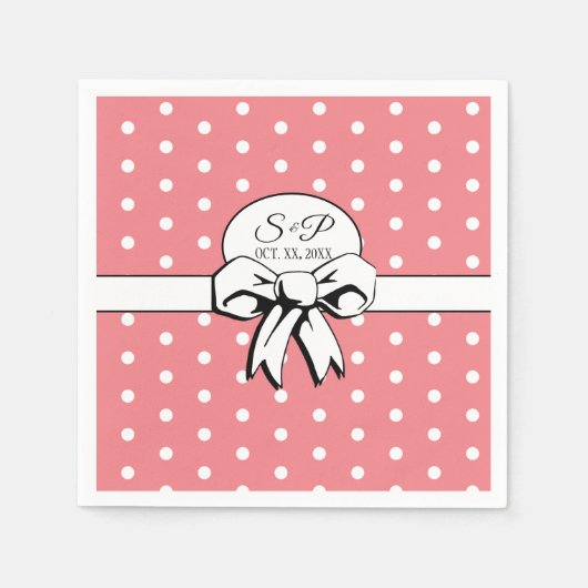 Vrijgezellenfeest  Polka Dots Bogen PInk & Wit Servet (Voorkant)