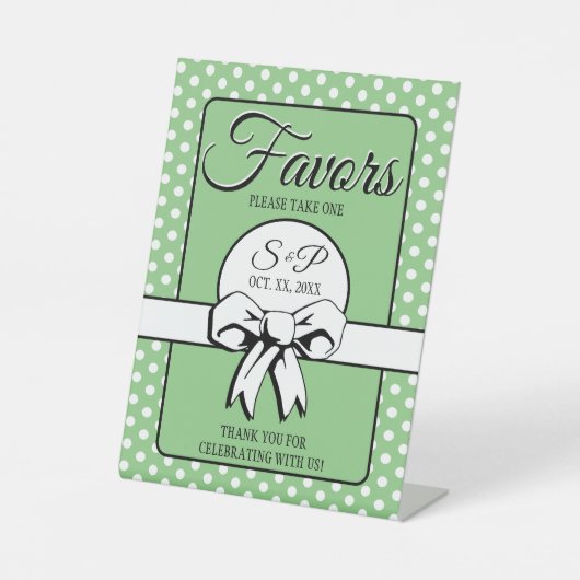Vrijgezellenfeest  Polka Dots Bogen Sage & Wit Reclamebord Met Voetstuk (Voorkant)