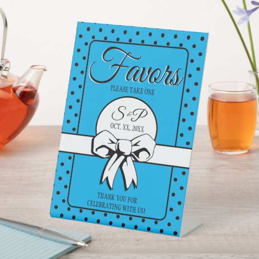 Vrijgezellenfeest  Polka Dots Bows Blauw Reclamebord Met Voetstuk (Insitu)