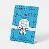 Vrijgezellenfeest  Polka Dots Bows Blauw Reclamebord Met Voetstuk (Voorkant)