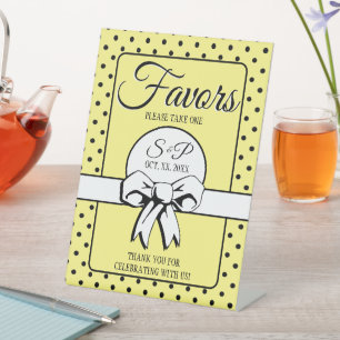 Vrijgezellenfeest  Polka Dots Bows Citroengeel Reclamebord Met Voetstuk