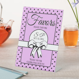 Vrijgezellenfeest  Polka Dots Bows Lavendel Reclamebord Met Voetstuk