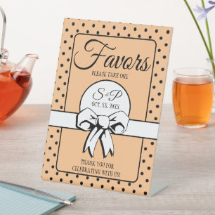 Vrijgezellenfeest  Polka Dots Bows Peach Reclamebord Met Voetstuk
