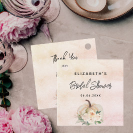 Vrijgezellenfeest pompoen herfst crème roos goud bedankjes labels