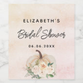 Vrijgezellenfeest pompoen herfst crème roos goud wijn etiket (Enkel label)