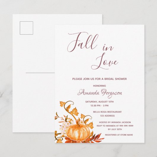 Vrijgezellenfeest pompoen herfst gouden witte uitn briefkaart (Voorkant / Achterkant)