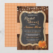 Vrijgezellenfeest Pompoen Herfst Wood Burlap Invit Kaart (Voorkant / Achterkant)