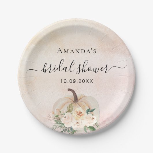 Vrijgezellenfeest pompoen roos gouden crème blush papieren bordje (Voorkant)