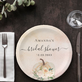 Vrijgezellenfeest pompoen roos gouden crème blush papieren bordje