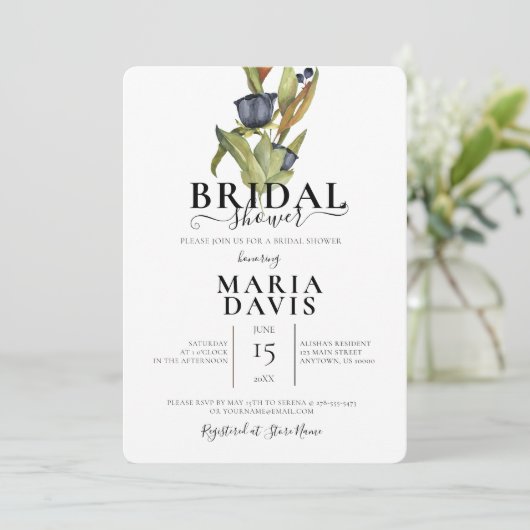 Vrijgezellenfeest prachtige Blue Bouquet Illustrat Kaart (Staand voorkant)