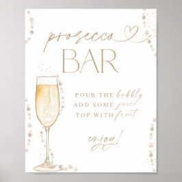 Vrijgezellenfeest Prosecco Bar Sign, Parels & Pros Poster