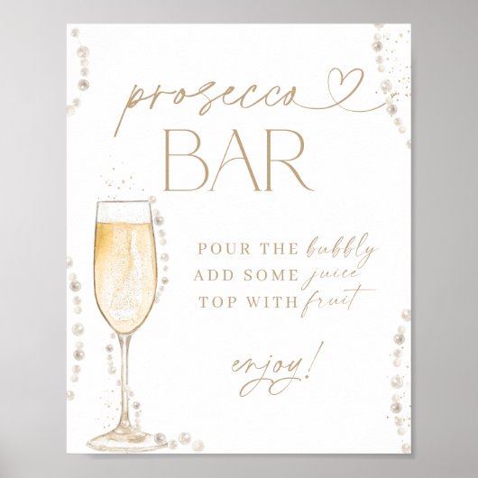 Vrijgezellenfeest Prosecco Bar Sign, Parels & Pros Poster (Voorkant)