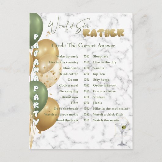 Vrijgezellenfeest. Pyjama Party Spelletjes Briefkaart (Voorkant)