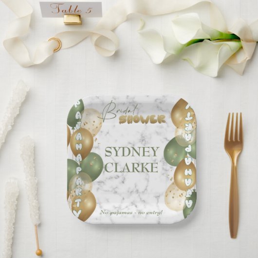 Vrijgezellenfeest. pyjamafeest papieren bordje (Huwelijk)