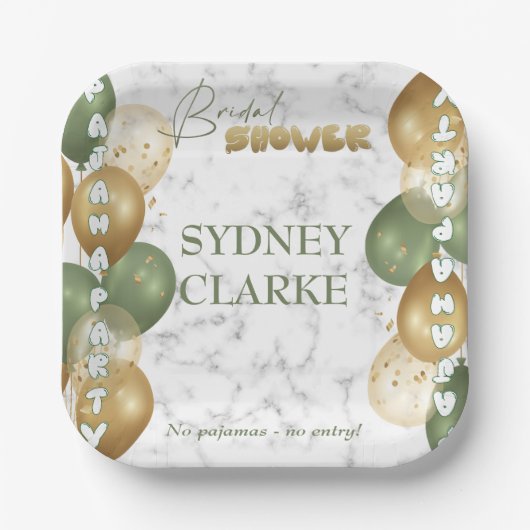 Vrijgezellenfeest. pyjamafeest papieren bordje (Voorkant)