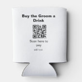 vrijgezellenfeest QR-scan om bruidegom drankje te  Blikjeskoeler (Achterkant)