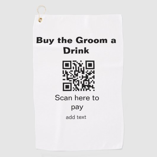 vrijgezellenfeest QR-scan om bruidegom drankje te  Golfhanddoek (Voorkant)