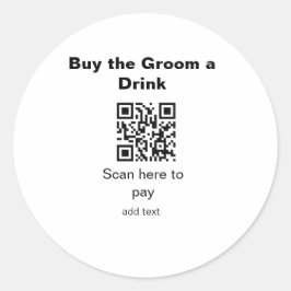 vrijgezellenfeest QR-scan om bruidegom drankje te  Ronde Sticker